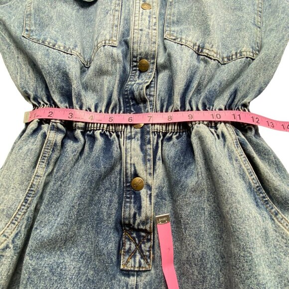 Vtg DREAMS Women Denim Jumpsuit Sz L Blue 80s 90s Snap Front 3/4 Sleeve 92-2 - Picture 10 of 13